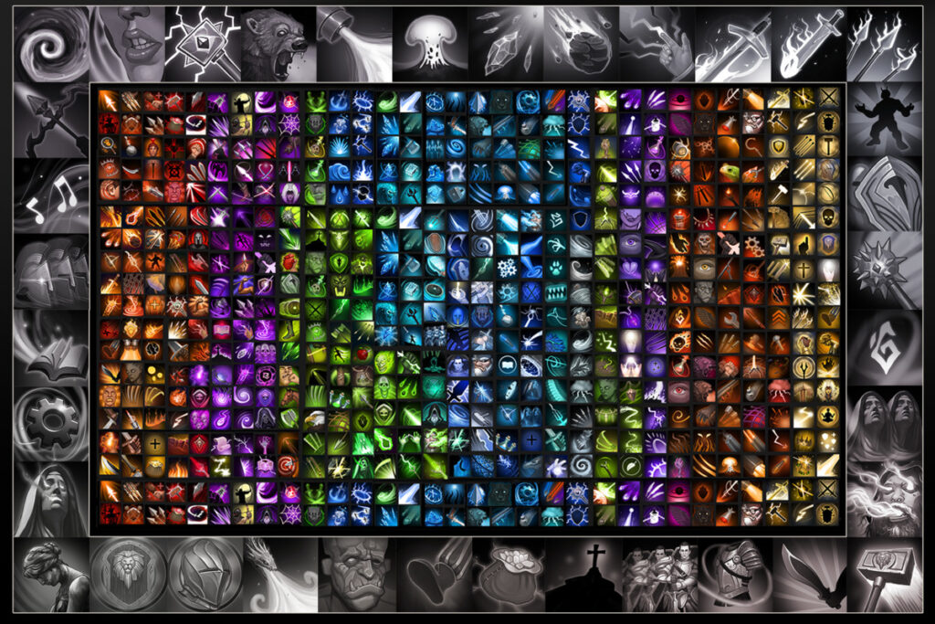 example of some of the 4000 fantasy icons contain in the free unity package download