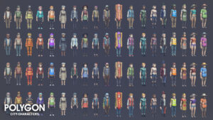 all the 3d low poly characters contained in this asset pack