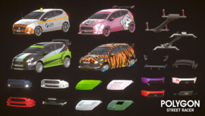 check out some of the cool assets found within this asset pack. Polygon street racer low poly 