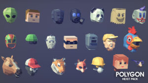 polygon heist asset pack example of masks in this pack
