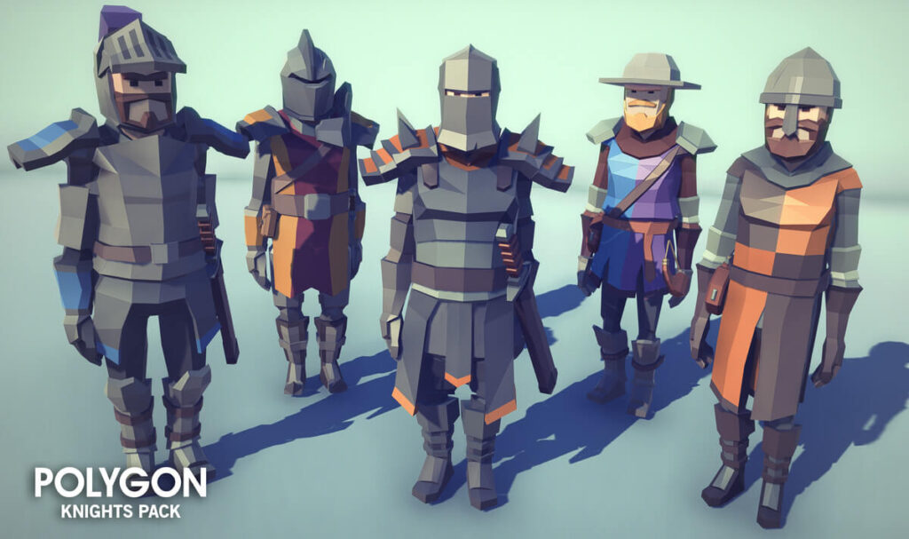 example 3d models contained within this polygon knights asset pack