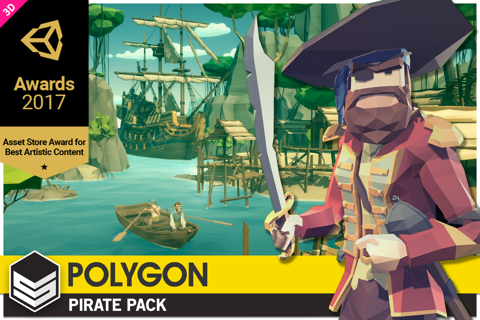 Create your very own polygon style pirate game with this asset pack