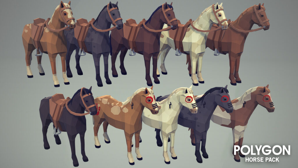 3D Horse models found within this unity package
