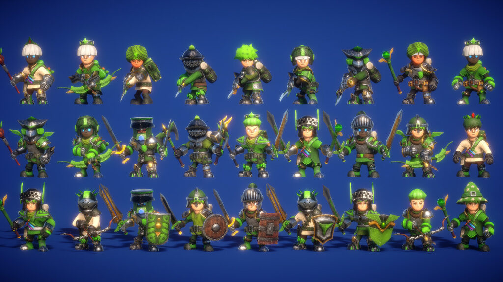 examples of the 3d rpg models found within this asset pack