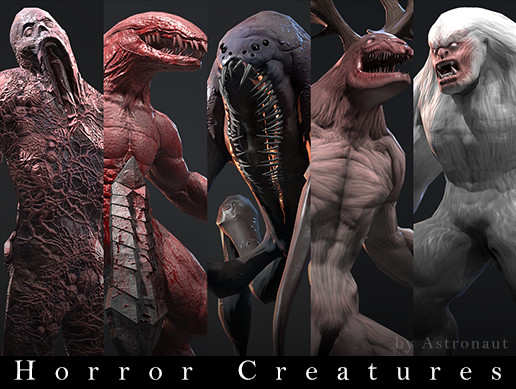 Horror Creatures Unity asset pack for game engine 3d model