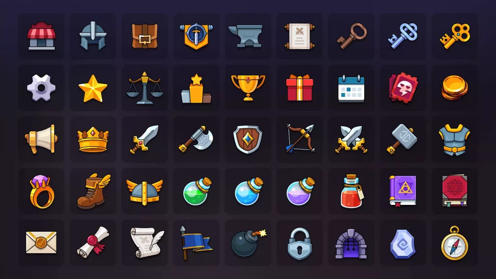 icons that are contained in this unity assset