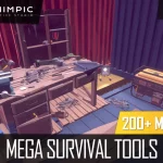 Poly Mega Survivial Tools full free unity download complete asset pack