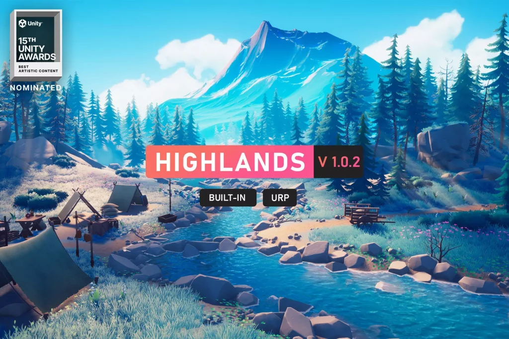this is an image of the highlands free plugin asset pack. Showing some of the assets found in this pack.