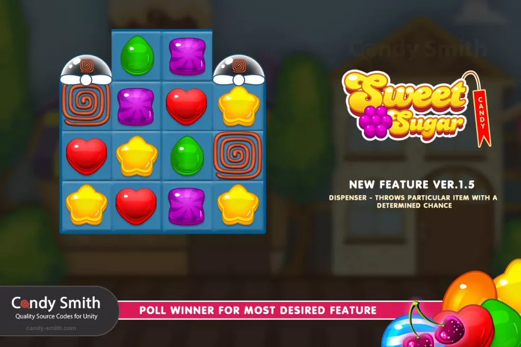 This image shows an example game created with Sweet Candy Sugar Match 3