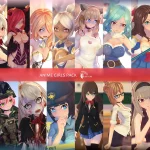 This is a image showing some of the free models you can get in this anime girls asset pack.