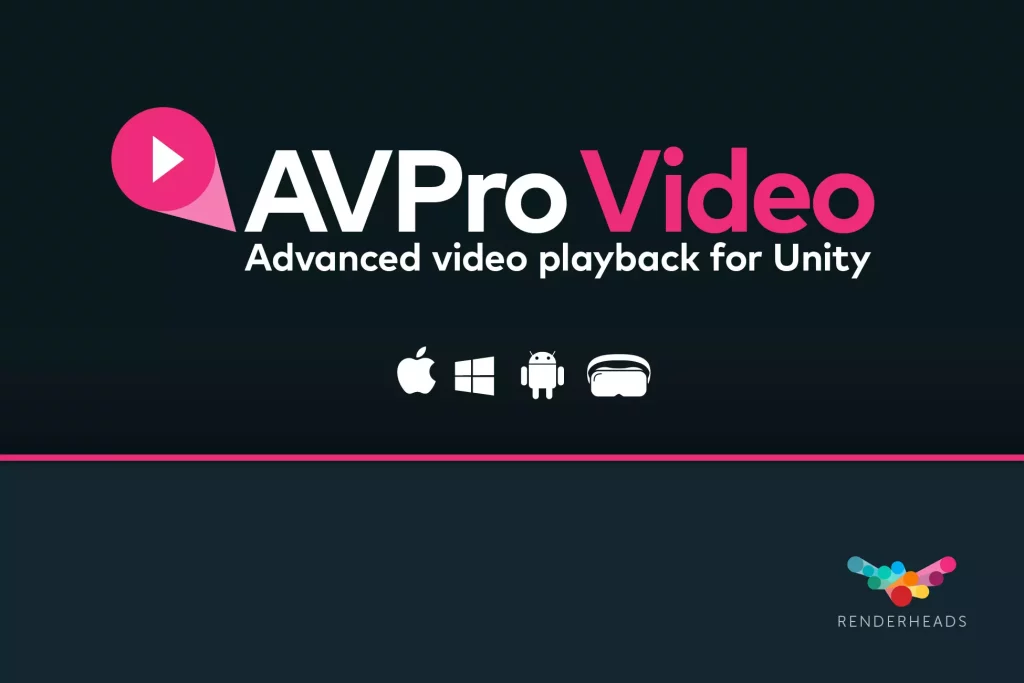 This is a promotional image for AVPro Video core edition free download for the unity game engine.