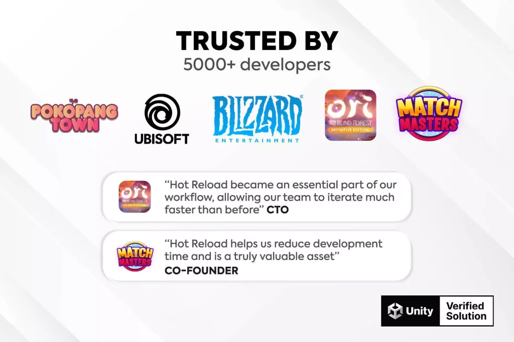 This image shows some of the top trusted developers that use the free download of hot reload